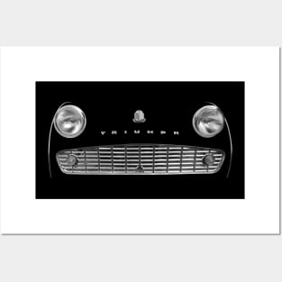 Triumph TR3 1950s British classic car minimalist grille Posters and Art